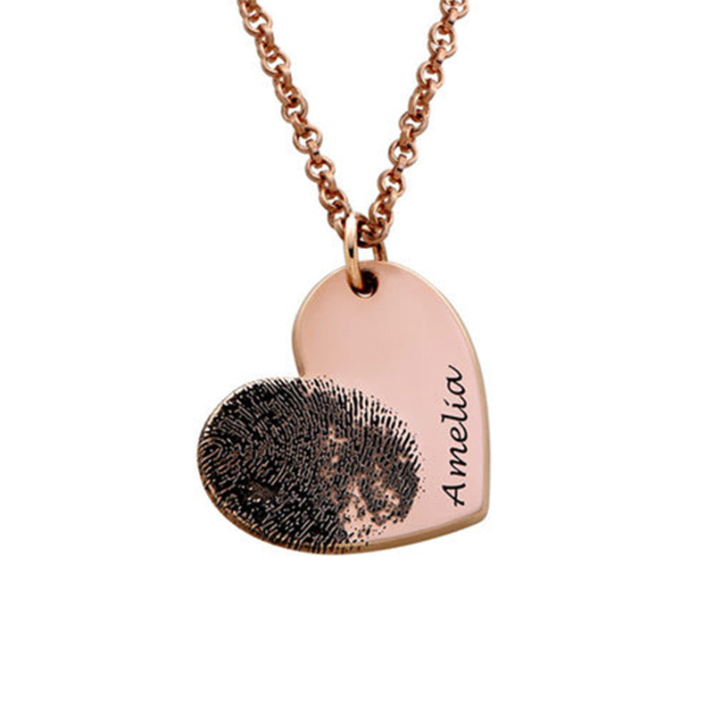 Personalized Fingerprint Necklace Custom Heart Necklace Name Necklace Memorial Gift Christmas Gift Valentines Day Gift Overview Your personalized fingerprint and text can be engraved This is a great way to keep your loved one close to you all day! Just se