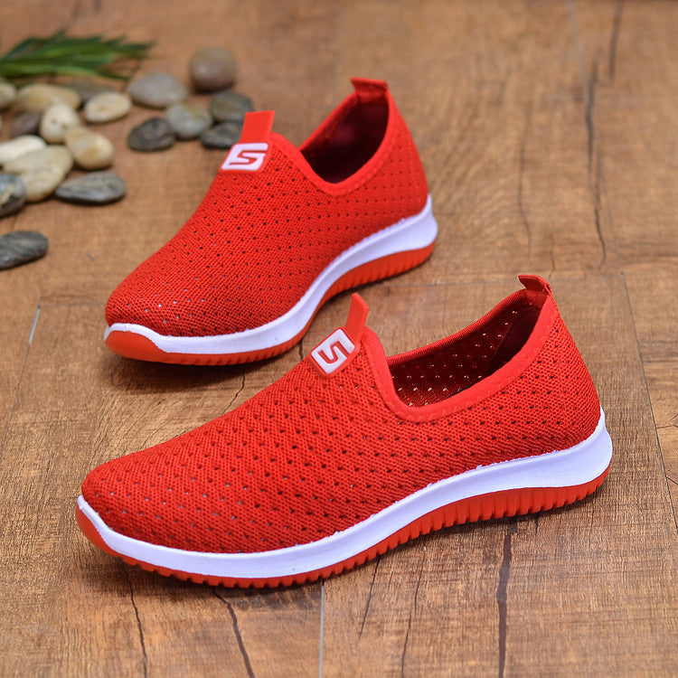 Flying Woven Women's Mesh Shoes Product Category: Casual Sandals Applicable age: adult Upper Material: Flying Woven Mesh Sole material: polyurethane sole style: Casual Toe shape: round toe Heel height: flat heel Heel shape: flat heel Popular elements: car