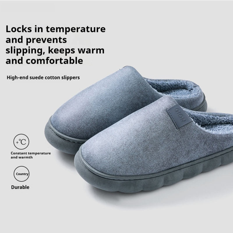 Men's Home Slippers Winter Warm Fleece Shoes Indoor Bedroom Floor Plush Slippers For Women Couple Product information: Sole material :pvc Applicable gender: Neutral/male/female How to wear: sleeve/overshoes Popular element: car stitching Thickness: normal