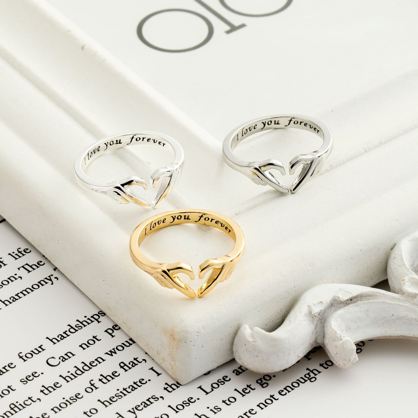 Romantic Heart Hand Hug Fashion Ring For Women Couple Jewelry Silver Color Punk Gesture Wedding Men Finger Accessories Gifts Overview: DESIGN: Silver Adjustable Heart Claddagh Ring - Heart represents Forever Love, Hands represent Friendship, with "I love