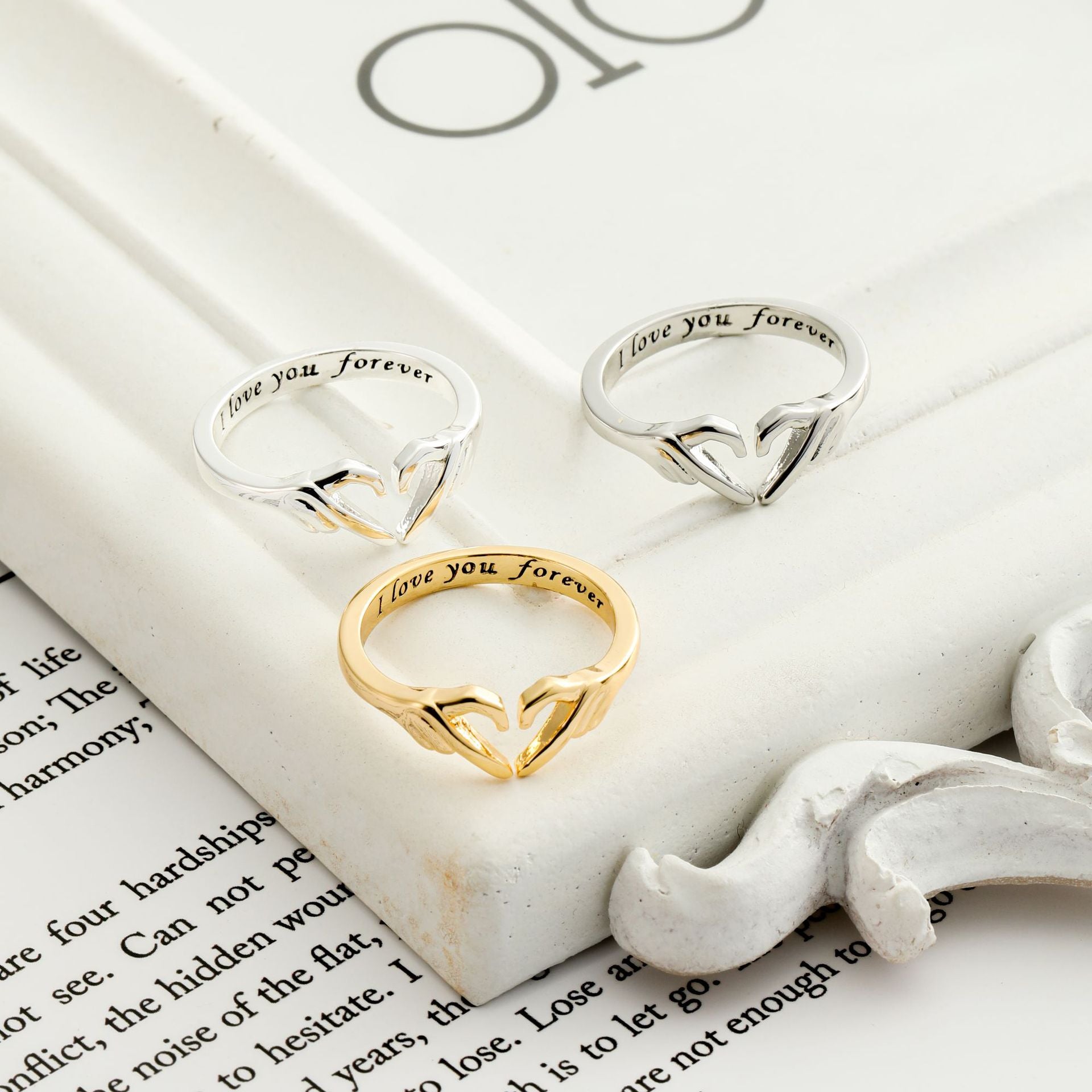 Romantic Heart Hand Hug Fashion Ring For Women Couple Jewelry Silver Color Punk Gesture Wedding Men Finger Accessories Gifts Overview: DESIGN: Silver Adjustable Heart Claddagh Ring - Heart represents Forever Love, Hands represent Friendship, with "I love