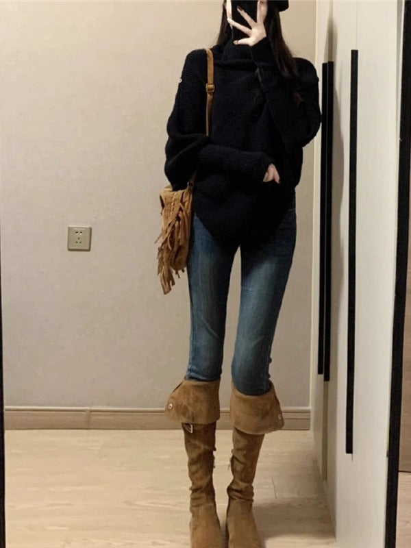 Idle Style Maillard Pile Collar Top Product information: Color: oatmeal color, black Size: S,M,L,XL Sleeve type: regular sleeve Main fabric composition: Polyester (polyester fiber) Wearing style: pullover Sleeve length: long sleeve Size: Note: 1. Asian si