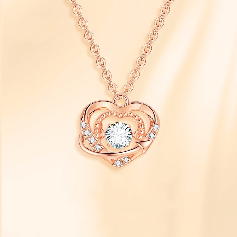 Heart Necklace S925 Sterling Silver Product information: Treatment Process: Seiko Color: smart heart necklace-Rose, smart heart necklace-White Pendant material: 925 silver Chain style: O-shaped chain Material: Silver Purity: 925 silver Popular elements: L