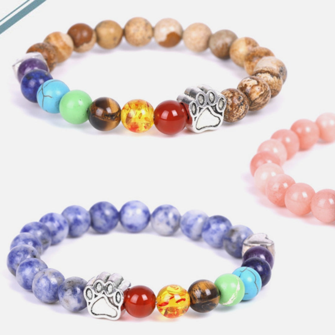White Point Blue Love Small Peach Heart Colorful Natural Stone Bracelet Product information: Color: SY394A3901 glue filled white bark pine wood, SY394A4802 white dot blue, SY394A4803 Sunstone, SY394A4804 amazonite,SY394A4805 picture stone, SY394A4806 serp