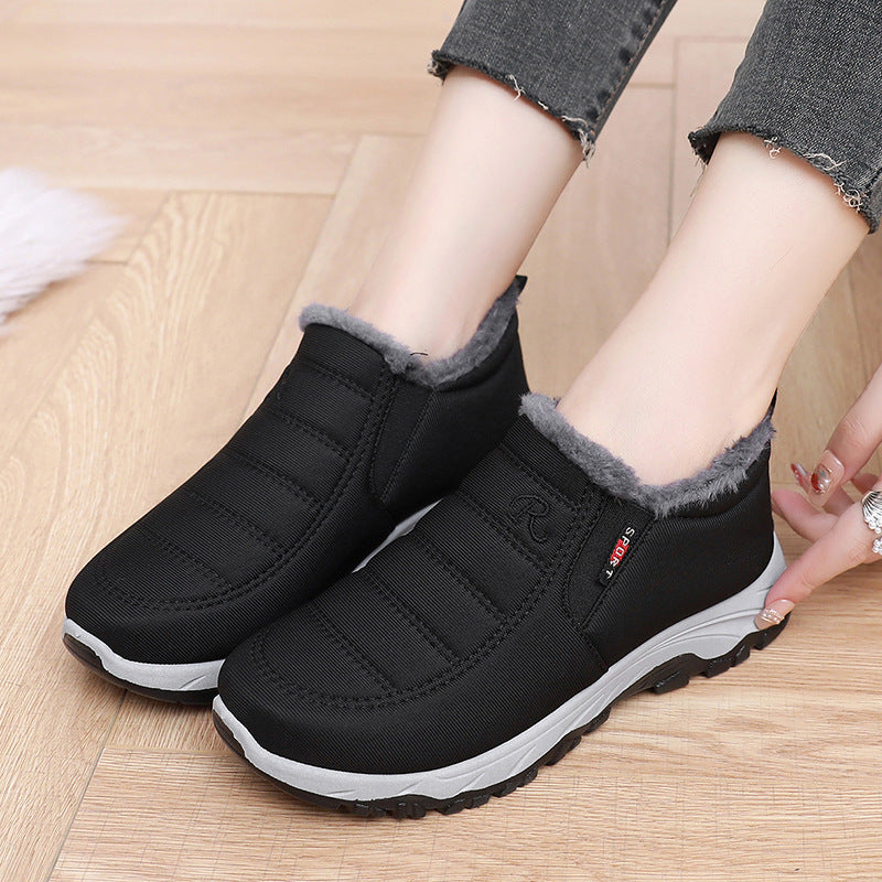 Fashion Thickened Warm Snow Boots Women Product information: Pattern: solid color Applicable sports: Universal Color: women's black, women's red, men's black, men's blue Size: female 36, female 37, female 38, female 39, female 40, female 41, male 39, male