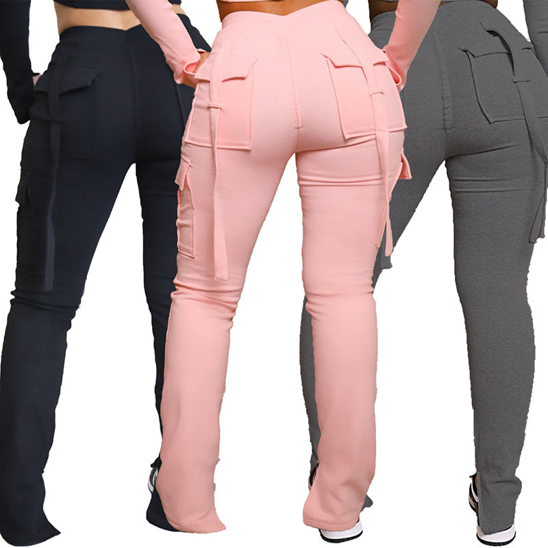 Cargo Pants With Pockets High Waist Drawstring Wide Leg Straight Trousers For Women Overalls Overview: Unique design, stylish and beautiful. Good material, comfortable wear. A variety of colors, any choice. Product information: Thickness: medium Elastic: