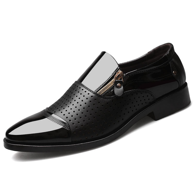 Men's New Business Leather Shoes Hollowed Out Breathable Overview: Unique design, stylish and beautiful. Good material, comfortable feet. A variety of colors, any choice. Specification: Category: Leather Shoes Upper material: artificial PU Sole Material: