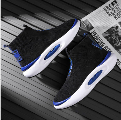 Mid-top Sock Shoes Lazy Slip On Flying Woven Sports Product information: Color: Green, black and white, blue Upper height: Low top Heel height: Low heel (1-3cm) Size: 39,40,41,42,43,44 Cutting depth: Shallow mouth (less than 7cm) Sole material: Rubber Sty
