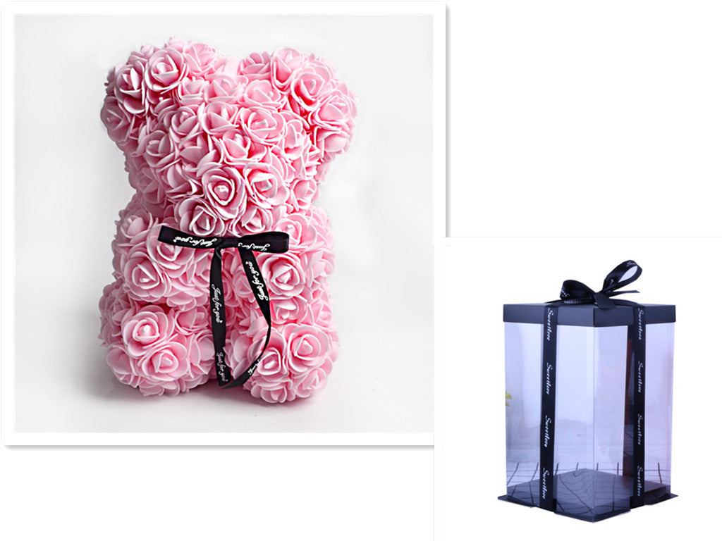 Valentine's Day Gift Rose Bear Eternal Flower Rose Teddy Bear PE Foam Bear 25cm Valentines Day Overview: Rose Bear — The rose bear is about 10*7*7 inches (length*width*height). This eternal rose bear symbolizes eternal love, affection, friendship and stab