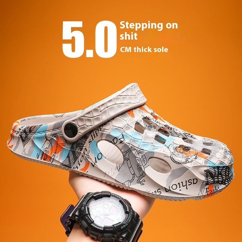 Outdoor Casual Dual-use Beach Half Slippers Sports Leisure Sandals Feeling Of Walking On Shit Product information: Color: black, gray, green, blue, white, black [fashion style], white【 fashion style], khaki [fashion style], Black [casual style], white【 ca