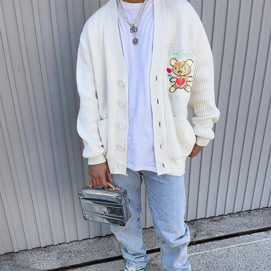 Long Sleeve Top Loose Casual V-Neck Knit Sweater Product information : Collar type: round neck Sleeve Length: Long Sleeve Thickness: General Style: Europe and America Fabric name: chemical fiber blend Main fabric composition: viscose Applicable scene: lei