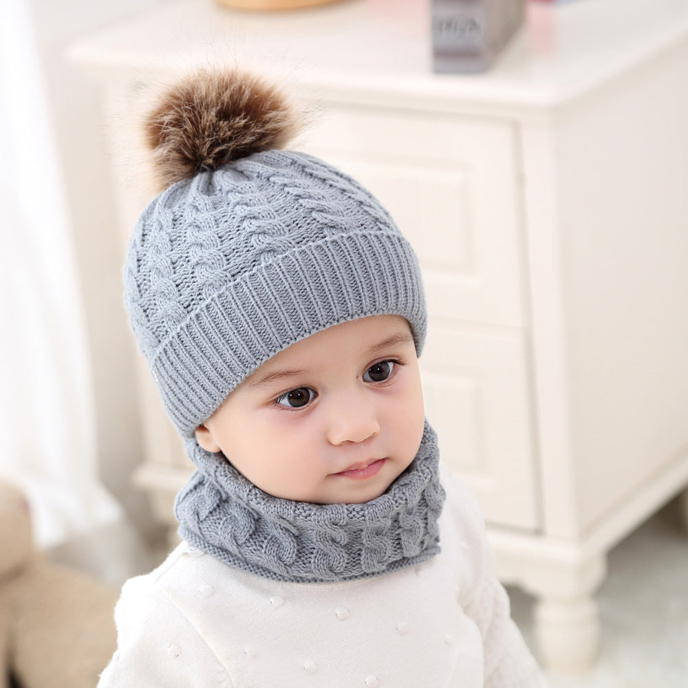 Baby Warm Woolen Cap Toddler Hat Baby Girls Boys Winter Warm Knitted Wool Overview: Windproof and keep baby warm, include hat and scarf. There are various colors to choose. Beautiful design and made of comfortable material. Specification: Applicable age: