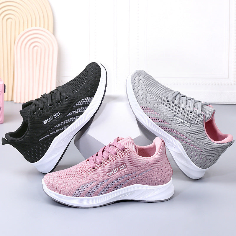 Flat Fly Woven Mesh Sneakers Women's Soft Bottom Product information: Color: R8 pink, R8 Gray, R8 Black Size: 35, 36, 37, 38, 39, 40, 41 Cutting depth: Middle mouth (7-11CM) Toe holder shape: round head Shoe Upper material: Mesh Applicable Gender: Female