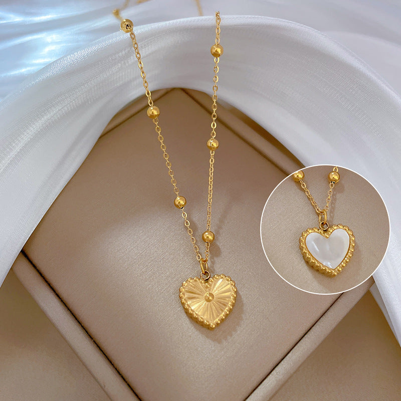 Heart-shape Love Necklace For Valentines Day Temperamental Personality Minimalist Stove Real Gold Necklace Female Product information: Treatment Process: Electroplating Color: N212 Gold [whole titanium steel], N213 silver [whole titanium steel]] Pendant m