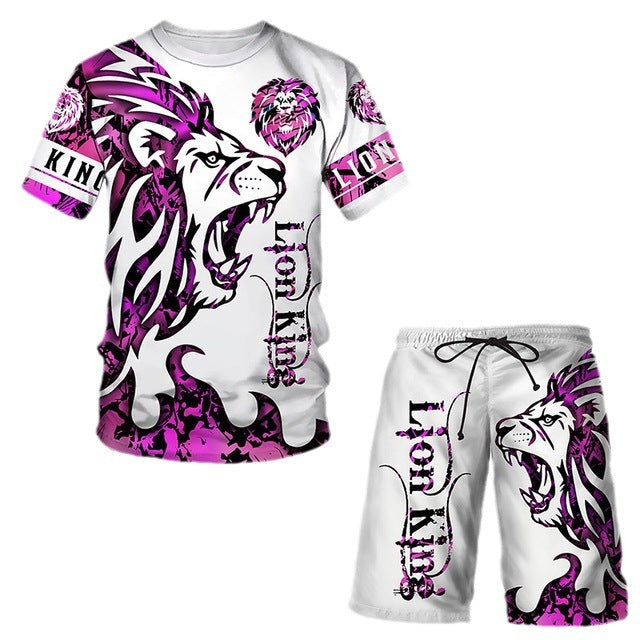 3D Printed Women's And Men's T Shirt Set Fashion Men's Lion Sportswear Product information: Material:polyester Style:motion Features:printing Colour:White, gray, brown, blue, purple, green Size Information: Size: S/M/L/XL/XXL/3XL/4XL/5XL/6XL Note: 1. Asia