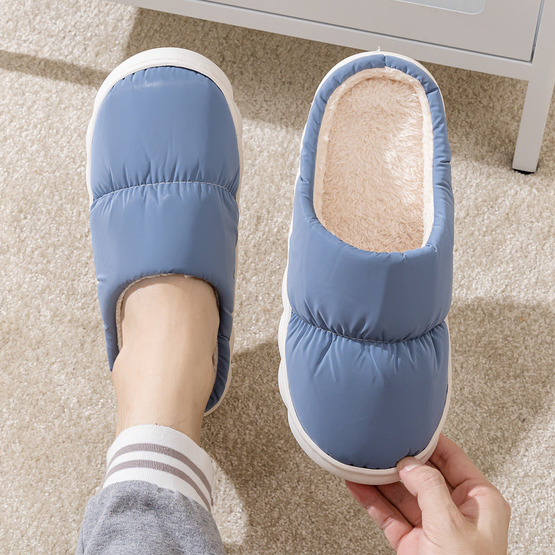 New Down Cotton Slippers Women Couple Winter Fashion Indoor Thick-soled Non-slip House Shoes Warm Floor Plush Slippers For Men Product information: Upper Material: Artificial Leather Sole Material:Rubber Function: Anti-slip, Warmth Toe shape: wrapped Heel