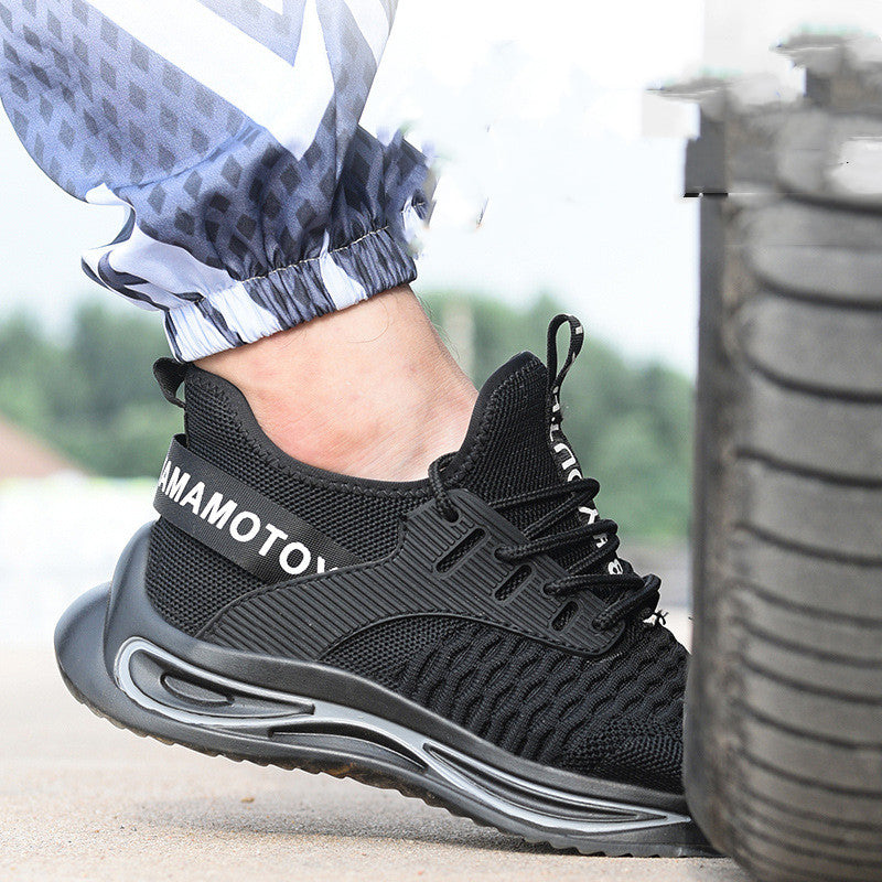 Ultra-light Steel Toe Anti-piercing Work Shoes Product information : Color: 803 black anti-smash and anti-puncture Function : Puncture damage Material: fly woven Upper style: low Scope of use: factories, construction sites, mines, steel, smelting, chemica