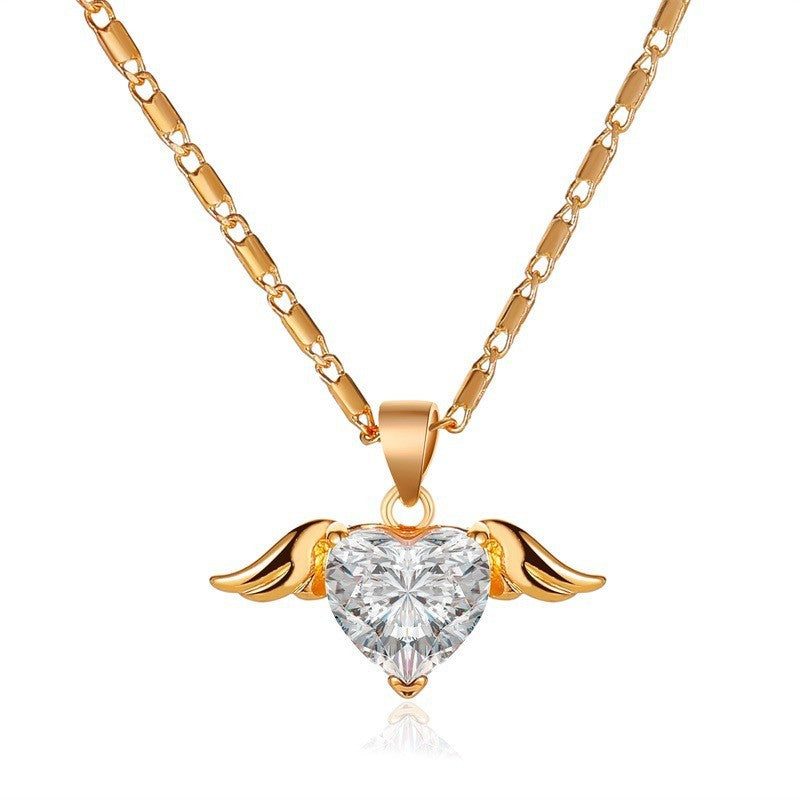 Heart Wings Necklace For Women Product information: Treatment Process: Electroplating Color: 01KC gold 9484,02 White K 9487,03 Rose Gold 9046 Material: Copper Popular elements: Love/heart Applicable population: Female Size: Packing list: Necklace *1 Produ