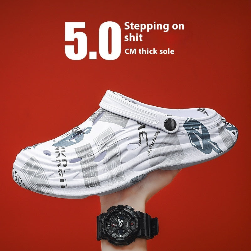 Outdoor Casual Dual-use Beach Half Slippers Sports Leisure Sandals Feeling Of Walking On Shit Product information: Color: black, gray, green, blue, white, black [fashion style], white【 fashion style], khaki [fashion style], Black [casual style], white【 ca