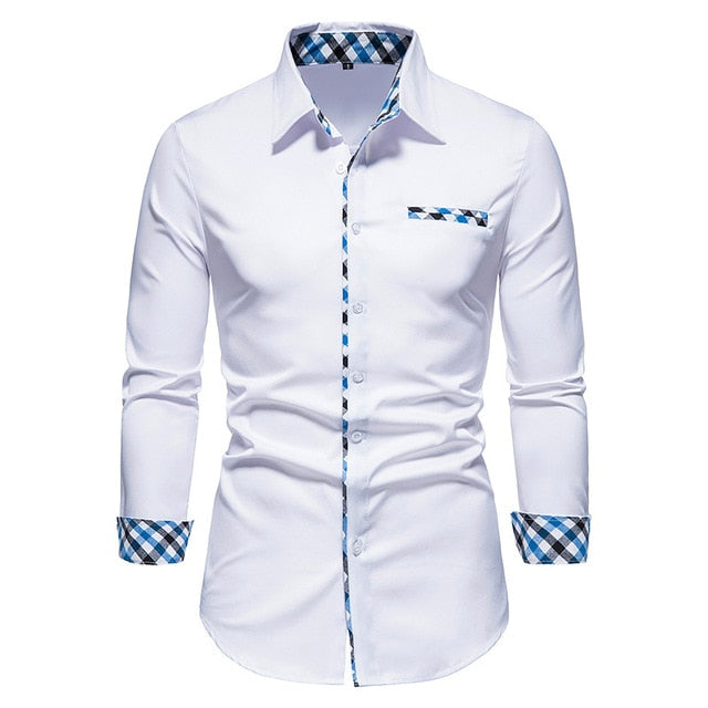 Plaid Patchwork Formal Shirts for Men The Plaid Patchwork Formal Shirts for Men are the perfect shirt for any man who wants to look his best. Made from a breathable fabric, these slim-fit shirts are perfect for any occasion, whether it be a casual gatheri