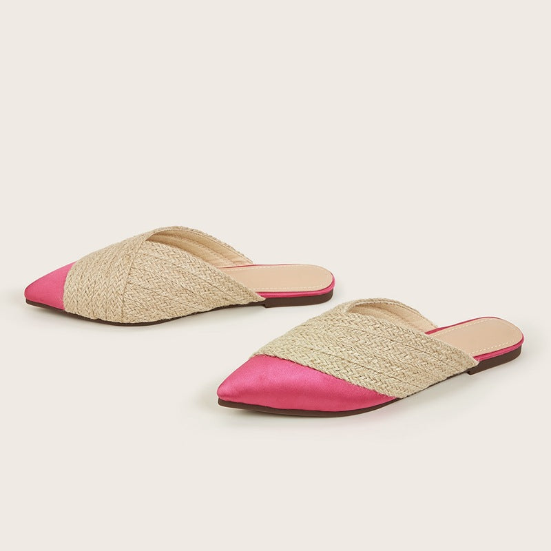 Half Slippers Daily Wear Toe Cap Slipper All-match Hemp Rope Women's Sandals Product information: Lining material: PU Applicable scenarios: Daily Color: missardine, purple, Rose Red, Brown, Green Feeding: linen Size: 35.36,37.38,39.40,41 Sole craft: stick