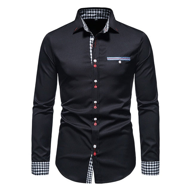 Plaid Patchwork Formal Shirts for Men The Plaid Patchwork Formal Shirts for Men are the perfect shirt for any man who wants to look his best. Made from a breathable fabric, these slim-fit shirts are perfect for any occasion, whether it be a casual gatheri