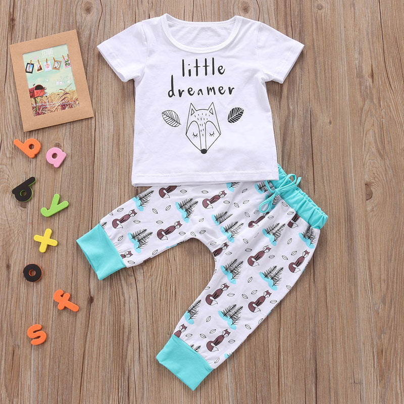 Newborn Baby Clothes Set T-shirt Tops+Pants Little Boys and Girls Outfits Specification: - Material: 100% Cotton - Size Chart: 70cm: Tops Length 30cm, Bust 24cm, Pants Length 38cm, Age 0-3 Months 80cm: Tops Length 32cm, Bust 25cm, Pants Length 40cm, Age 3