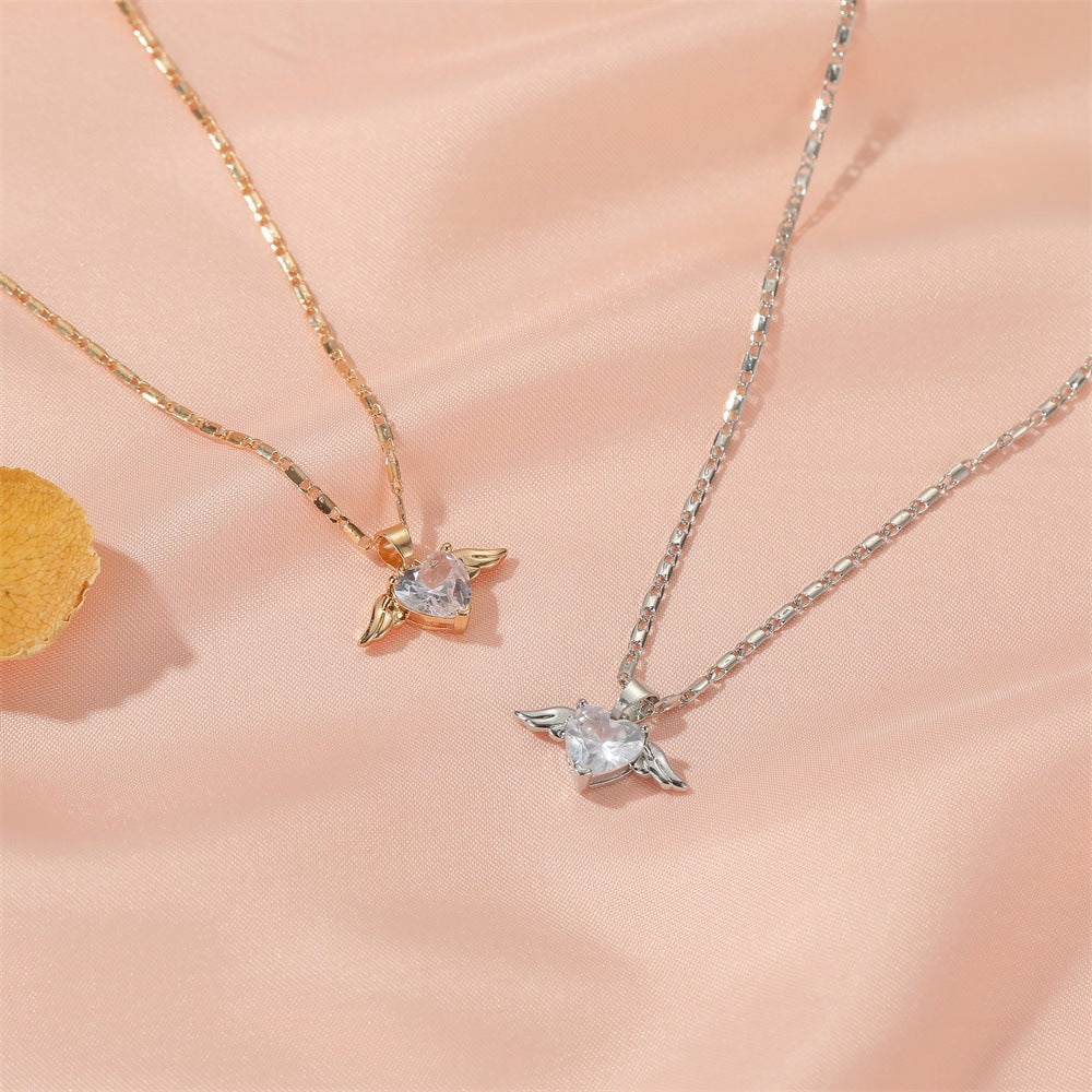 Heart Wings Necklace For Women Product information: Treatment Process: Electroplating Color: 01KC gold 9484,02 White K 9487,03 Rose Gold 9046 Material: Copper Popular elements: Love/heart Applicable population: Female Size: Packing list: Necklace *1 Produ