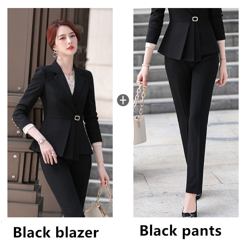 New Women's Hot-selling Professional Suits Elegant Temperament Product information: Product Category: Professional Women's Pants Set Edition type: fit type Top style: small suit Top sleeve length: long sleeve Popular elements: Irregular Main fabric compos