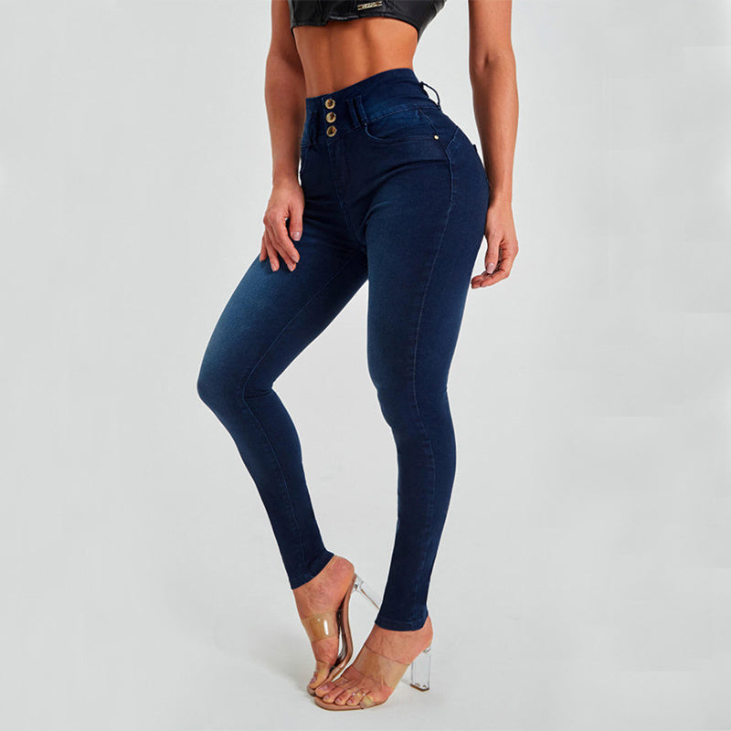 High Waist Jeans Women's Skinny Trousers Tight Stretch Shaping And Hip Lifting Pants Overview: Unique design, stylish and beautiful. Good material, comfortable wear. A variety of colors, any choice. Product information: Fabric name: 85% cotton+13% polyest
