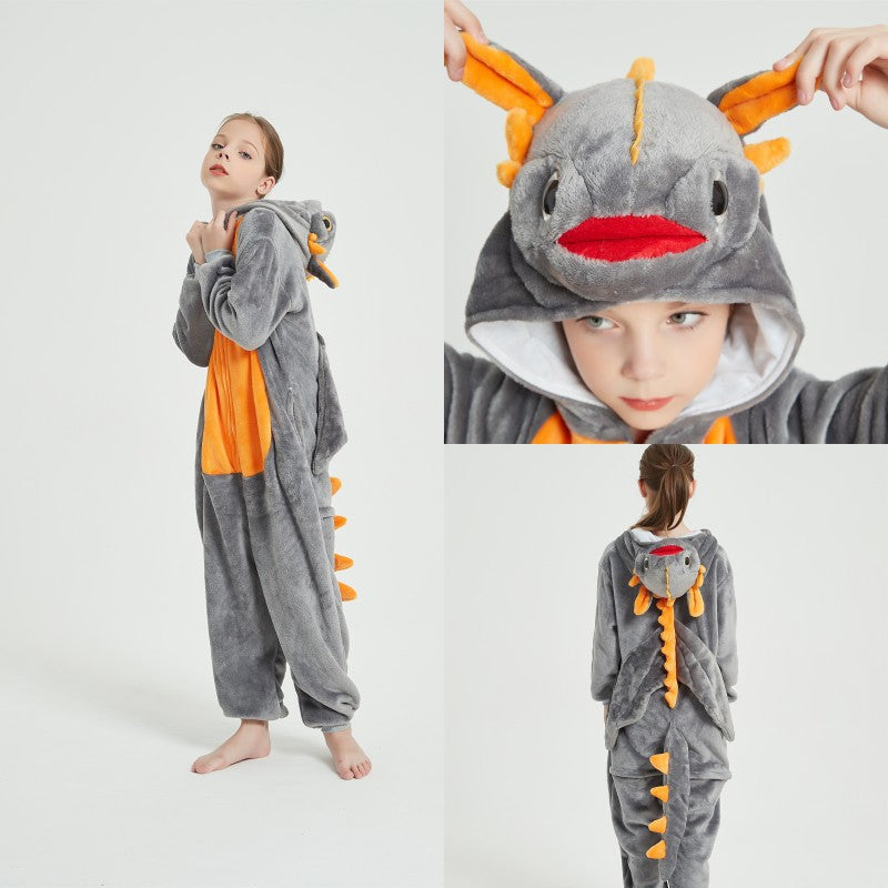 Cartoon Animal One-piece Pajamas Starry Sky Wine Red Winter Clothes Robe Men And Women Thickened Product information: Product Category: Nightgown Fabric name: lamb wool Main fabric composition: polyester fiber (polyester) Thickness: Super thick Applicable
