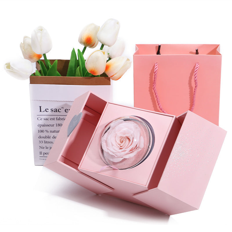 Creative Eternal Rose Box Eternal Soap Flower Jewelry Box Ring Necklace Storage Case Valentines Surprise Gift Overview: 1.【Romantic Gifts for Her】Forever rose symbolizes forever love, harmonious family, and loyal friendship. Surprise your loved ones. 2.【P