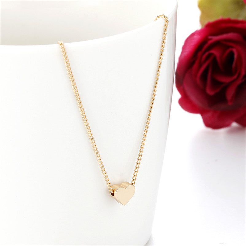 Simple Fashion Gold Color Double-sided Love Pendant Necklaces Clavicle Chains Necklace Women Jewelry Valentines Day Gift Overview: Stylish design coordinates with a suit, sportswear, workwear, fitness, daily clothing on most occasions. Try to match your d