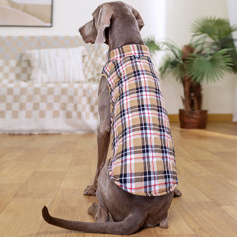Winter Pet Dog Clothes Heavy Cotton Pet Clothes Jacket Plaid Zipper Down Jacket Pets Supplies Overview: 1. Use high-grade soft clothing lattice material quilted cotton gourd shape as the fabric, which is warm and fashionable. 2. The fabric quilted cotton