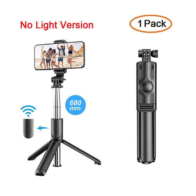 Wireless Bluetooth Selfie Stick Tripod Introducing the Wireless Bluetooth Selfie Stick with Foldable Portable Tripod – your perfect companion for capturing picture-perfect moments. This versatile gadget combines a selfie stick and tripod, offering you the
