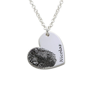 Personalized Fingerprint Necklace Custom Heart Necklace Name Necklace Memorial Gift Christmas Gift Valentines Day Gift Overview Your personalized fingerprint and text can be engraved This is a great way to keep your loved one close to you all day! Just se