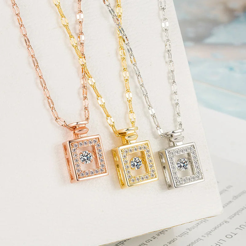 Valentines Day Gift Perfume Bottle Pendant Titanium Steel Necklace Korean Trend Zircon Luxury Female Necklace Charm Jewelry Gift Fashion Jewelry Woman Overview: Unique design, stylish and beautiful. Good material, High quality. A variety of types, any cho