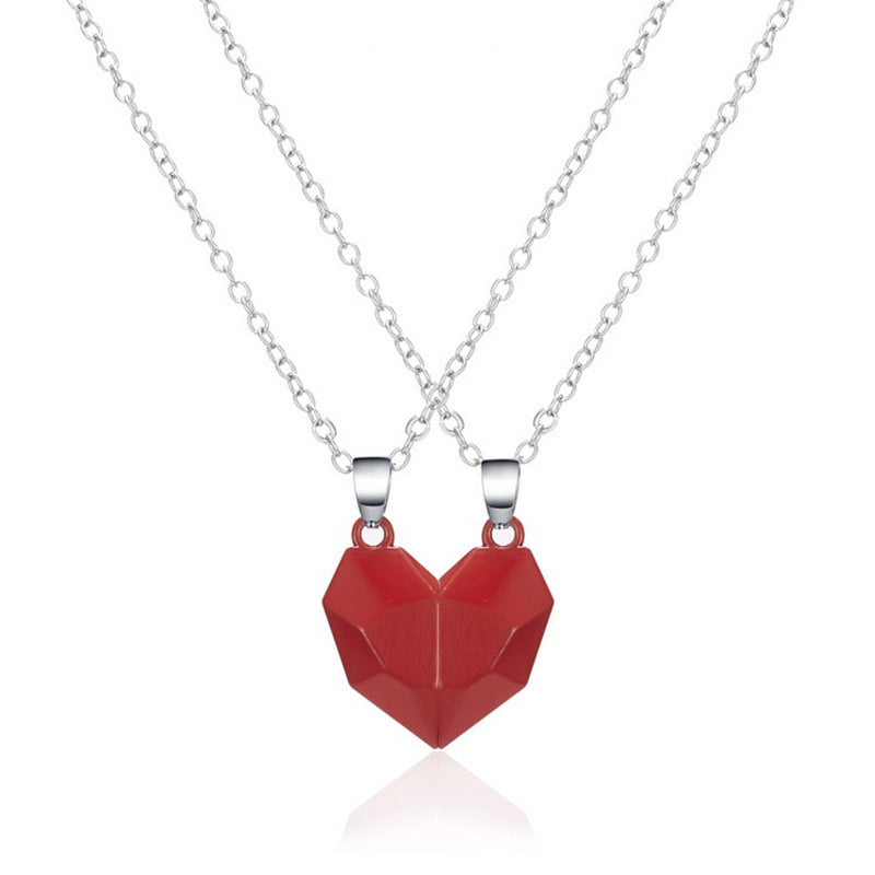 Creative Magnet Necklace Love Heart Broken Men And Women Product information: Style: Creative Material: Copper Type: Necklace Style: Couple style Modeling: Wishing Stone Packaging: Individually packed Chain style: cross chain Whether multi-layer: No Wheth