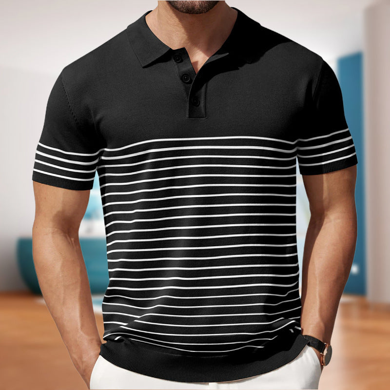 Men's Casual Non-Pilling Striped Sweater Product information: Pattern: stripes Color: black, white, dry dried shrimp powder Size: M,L,XL,2XL,3XL Fabric name: Tencel Applicable scenarios: Leisure Style: street fashion Size Information: Unit: cm Note: 1. As