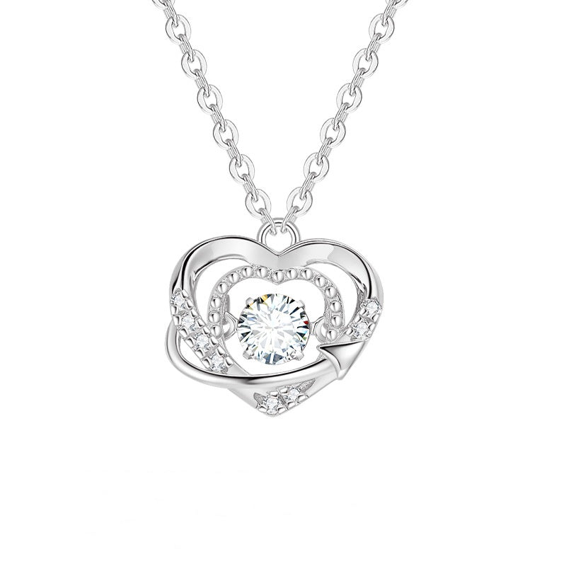 Heart Necklace S925 Sterling Silver Product information: Treatment Process: Seiko Color: smart heart necklace-Rose, smart heart necklace-White Pendant material: 925 silver Chain style: O-shaped chain Material: Silver Purity: 925 silver Popular elements: L