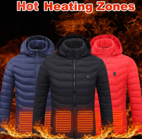 New Heated Jacket Coat USB Electric Jacket Cotton Coat Heater Thermal Clothing Heating Vest Men's Clothes Winter Overview: LIGHTWEIGHT DESIGN FOR HEATING: Metallic dot lining, elastic cuffs, hem, removable hood, long sleeve and high-quality zippers help y