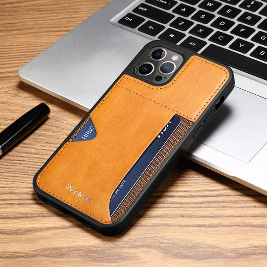 Phone Business Back Leather Card Phone Case Overview: Note：Non-Apple brand products,Applicable to iPhone models. Specification: Applicable brand: Apple Style: back cover Material: PC+TPU+leather Style: business Color: black, red, khaki, dark brown Package
