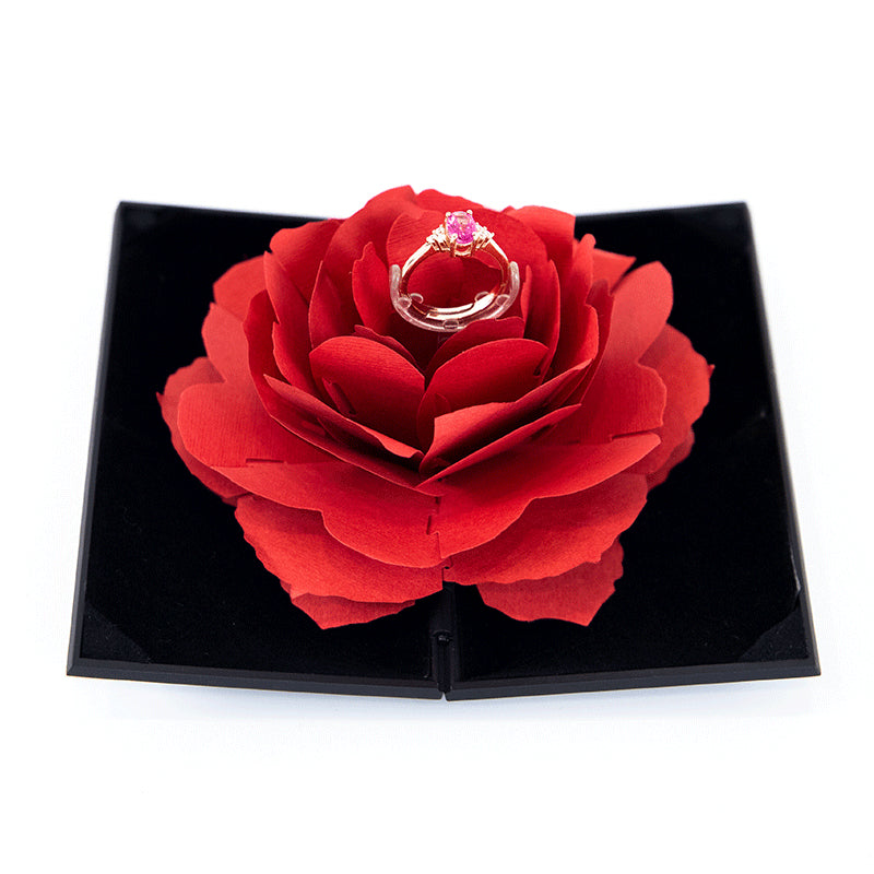 3D Love Box Heart-shaped Rose Flower Rotating Ring Box Valentines Day Gift It's just a box! You need buy a ring if you want more! Overview: Unique design, stylish and beautiful. Good material to use. A variety of colors, more choice. Product Details: Mate