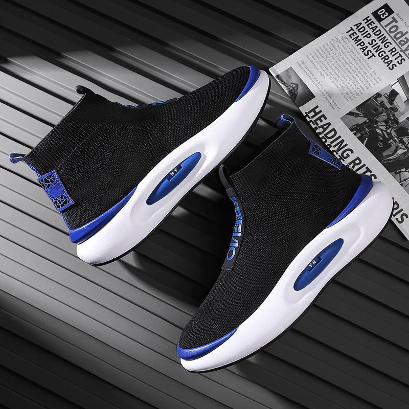 Mid-top Sock Shoes Lazy Slip On Flying Woven Sports Product information: Color: Green, black and white, blue Upper height: Low top Heel height: Low heel (1-3cm) Size: 39,40,41,42,43,44 Cutting depth: Shallow mouth (less than 7cm) Sole material: Rubber Sty