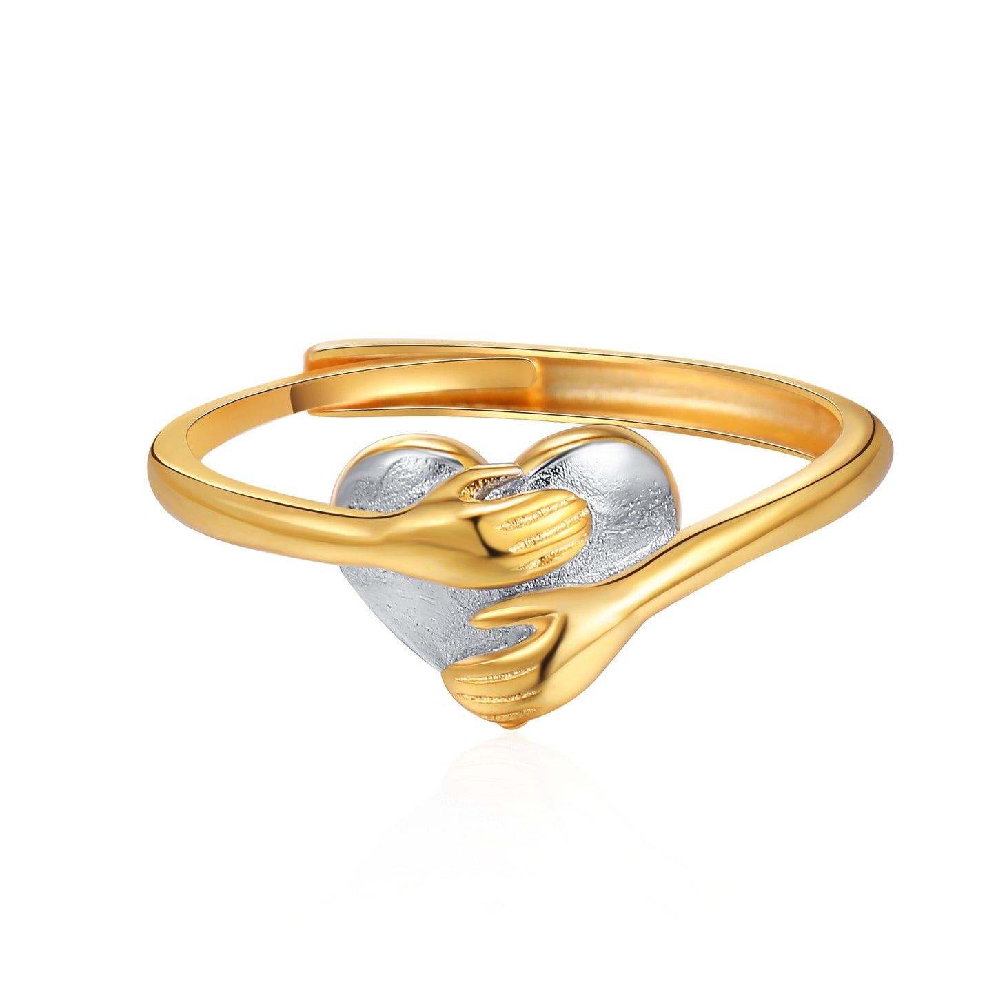 Hug Love Heart-shaped Ring Fashion Simple Rings For Valentine's Day Product information: Type: Ring, ring Treatment Process: Electroplating Color: two-tone, White Gold color Applicable people: women Size: adjustable opening Style: love Material: Copper Sh