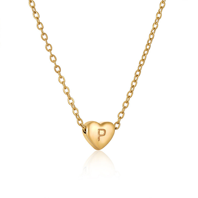 Ins Style Love Letter Necklace Women Stainless Steel Heart-shaped Niche Clavicle Chain Fashion Necklace Product information: Necklace material: stainless steel Process: vacuum plating Size: 7*8*3.5MM Chain length: 450mm Packing list: Necklace*1 Product Im