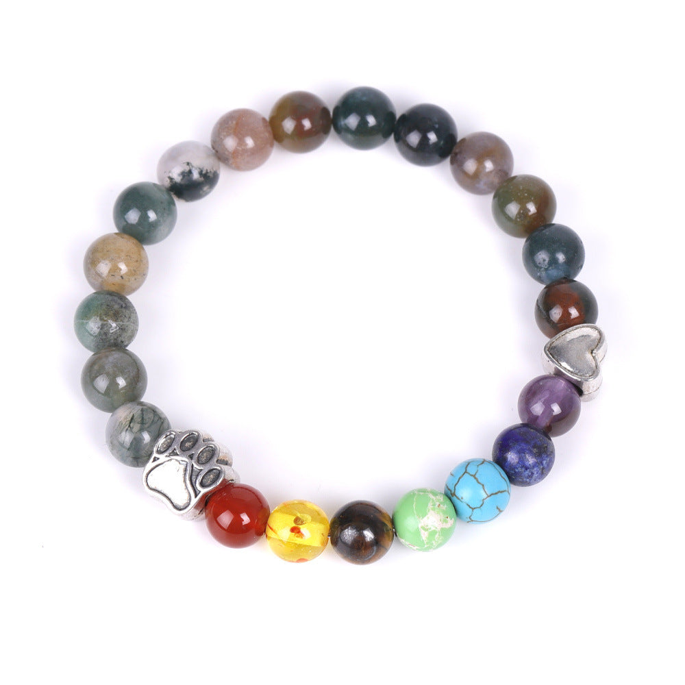 White Point Blue Love Small Peach Heart Colorful Natural Stone Bracelet Product information: Color: SY394A3901 glue filled white bark pine wood, SY394A4802 white dot blue, SY394A4803 Sunstone, SY394A4804 amazonite,SY394A4805 picture stone, SY394A4806 serp