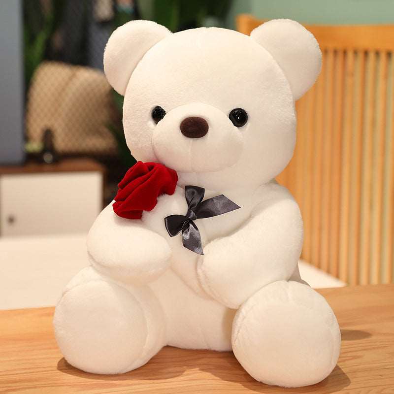 23-45cm New Lovely Hug Roses Teddy Bear Plush Pillow Stuffed Soft Animal Dolls Nice Birthday Gift Girlfriend Valentine's Day Overview: For the sake of rest and to make kids play with it this texture is soft and comfortable to hug, It has a vivid cartoon c