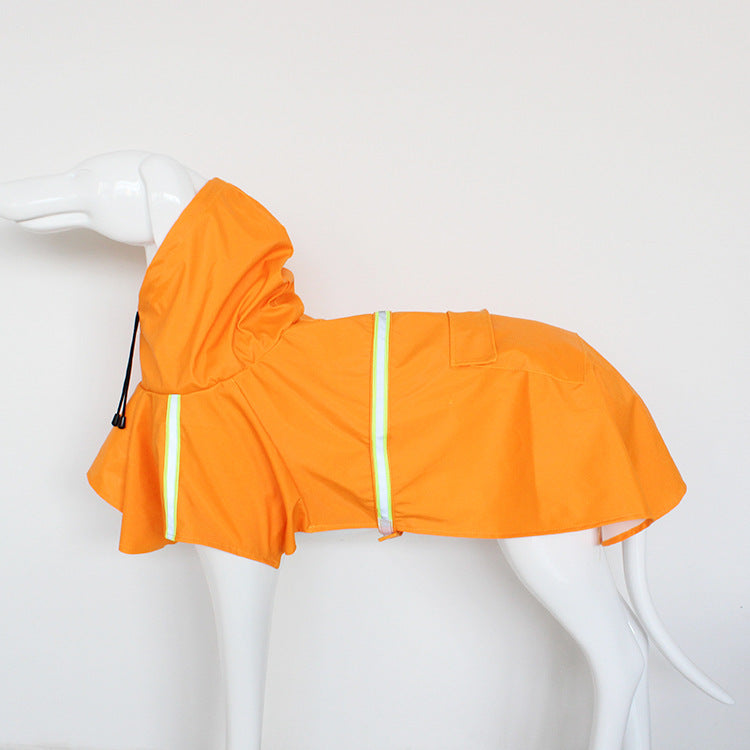 Windproof And Rainproof Pet Raincoat Dog Cat Raincoat Material: PU Product Category: Raincoat Style: Europe and America Color: blue, yellow, pink, green, orange size bust Back Neck S 34 25 24 M 41 30 28 L 47 35 30 XL 56 40 34 2XL 62 45 44 3XL 74 60 48 4XL