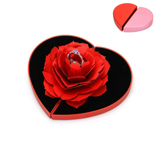 3D Love Box Heart-shaped Rose Flower Rotating Ring Box Valentines Day Gift It's just a box! You need buy a ring if you want more! Overview: Unique design, stylish and beautiful. Good material to use. A variety of colors, more choice. Product Details: Mate